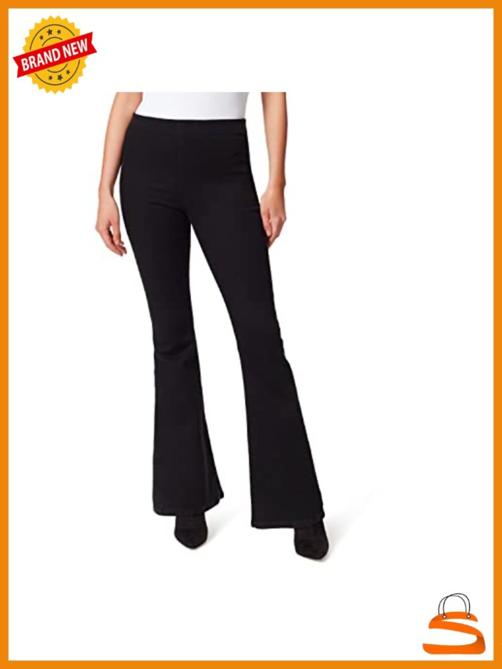 High Rise Pull On Flare Jean with Hidden Elastic Waistband